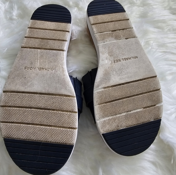 MICHAEL KORS WARREN LOW NAVY / GOLD / WHITE CORK SLIDE SANDAL - Picture 5 of 8